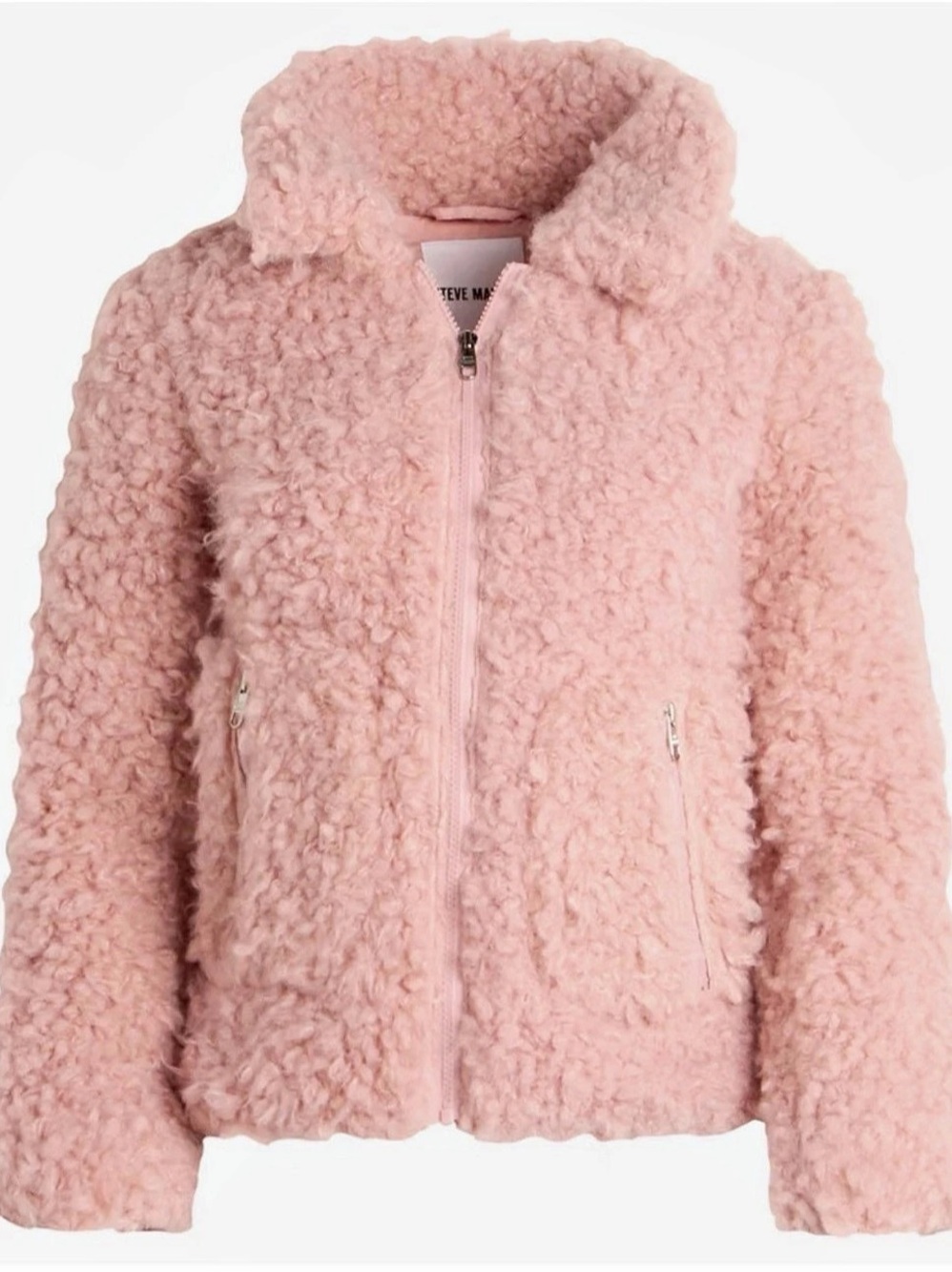 Steve Madden Girls Faux Fur Sherpa Teddy Jacket Pink size 5/6